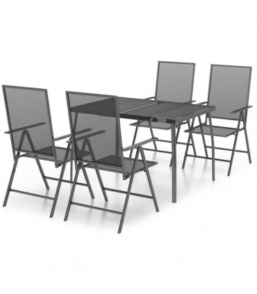 vidaXL 5 Piece Garden Dining Set Anthracite Steel