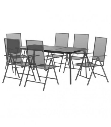 vidaXL 7 Piece Garden Dining Set Anthracite Steel