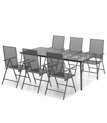 vidaXL 7 Piece Garden Dining Set Anthracite Steel