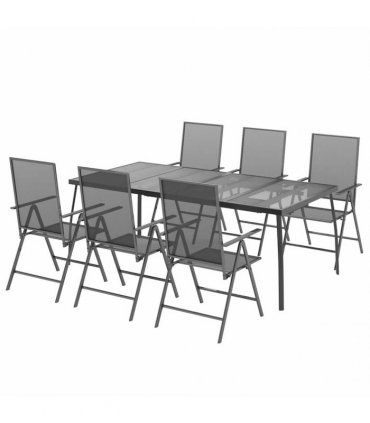 vidaXL 7 Piece Garden Dining Set Anthracite Steel