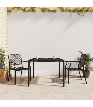 vidaXL 3 Piece Garden Dining Set Anthracite Steel