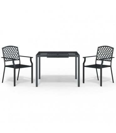 vidaXL 3 Piece Garden Dining Set Anthracite Steel