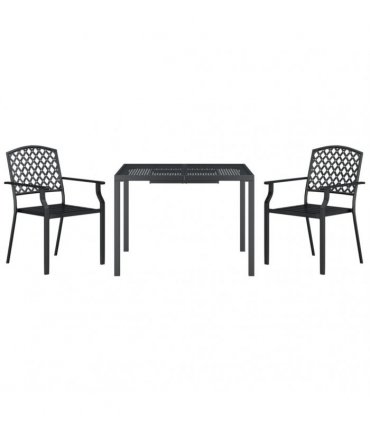 vidaXL 3 Piece Garden Dining Set Anthracite Steel