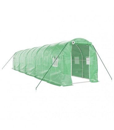 vidaXL Greenhouse with Steel Frame Green 20 m² 10x2x2 m
