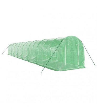 vidaXL Greenhouse with Steel Frame Green 32 m² 16x2x2 m