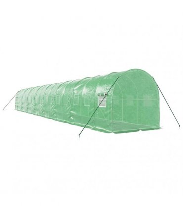 vidaXL Greenhouse with Steel Frame Green 32 m² 16x2x2 m