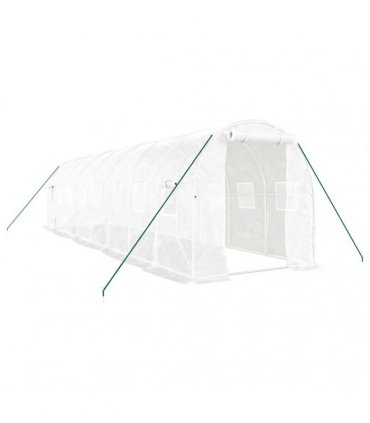 vidaXL Greenhouse with Steel Frame White 16 m² 8x2x2 m