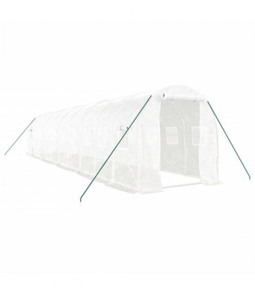 vidaXL Greenhouse with Steel Frame White 20 m² 10x2x2 m
