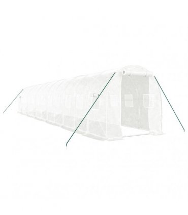 vidaXL Greenhouse with Steel Frame White 24 m² 12x2x2 m