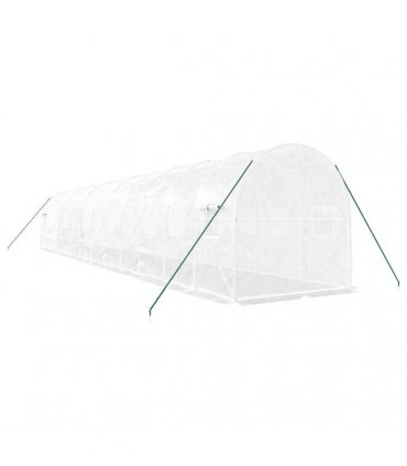 vidaXL Greenhouse with Steel Frame White 24 m² 12x2x2 m