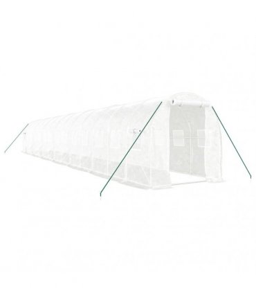 vidaXL Greenhouse with Steel Frame White 28 m² 14x2x2 m