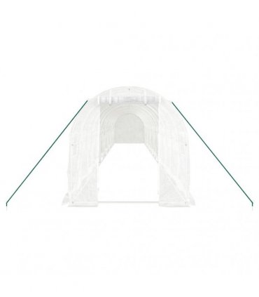 vidaXL Greenhouse with Steel Frame White 28 m² 14x2x2 m
