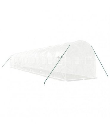 vidaXL Greenhouse with Steel Frame White 28 m² 14x2x2 m