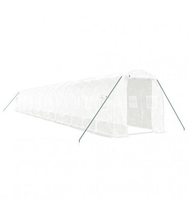 vidaXL Greenhouse with Steel Frame White 32 m² 16x2x2 m