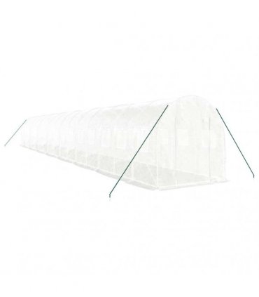vidaXL Greenhouse with Steel Frame White 32 m² 16x2x2 m
