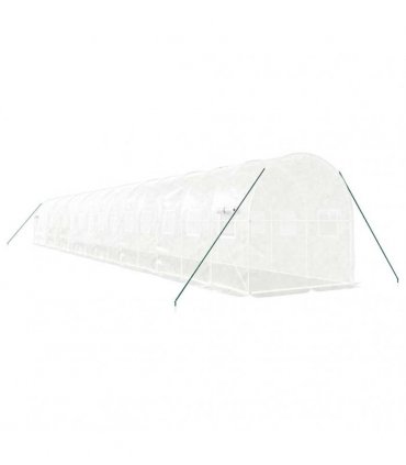 vidaXL Greenhouse with Steel Frame White 32 m² 16x2x2 m