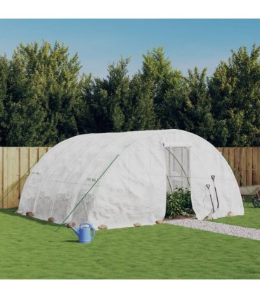 vidaXL Greenhouse with Steel Frame White 20 m² 5x4x2,3 m
