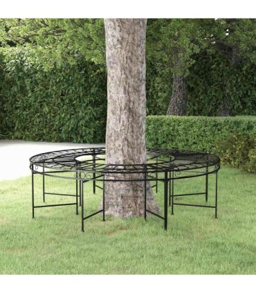 vidaXL Round Tree Bench Ø160 cm Black Steel