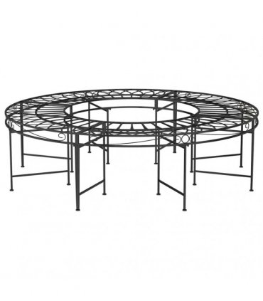 vidaXL Round Tree Bench Ø160 cm Black Steel