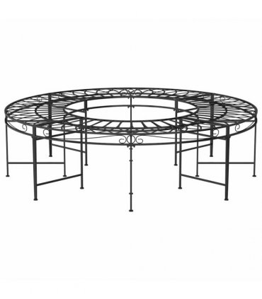 vidaXL Round Tree Bench Ø160 cm Black Steel