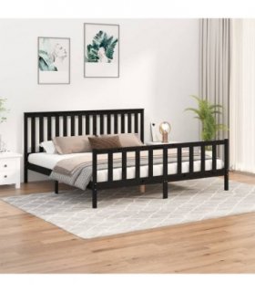 vidaXL Bed Frame without Mattress Black 200x200 cm Solid Wood Pine