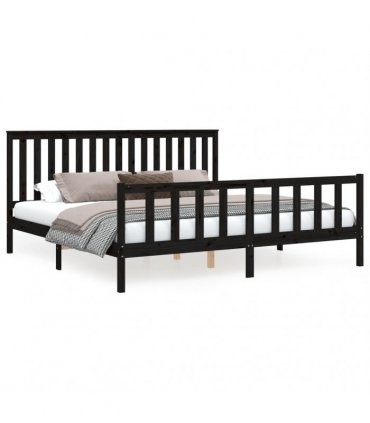 vidaXL Bed Frame without Mattress Black 200x200 cm Solid Wood Pine