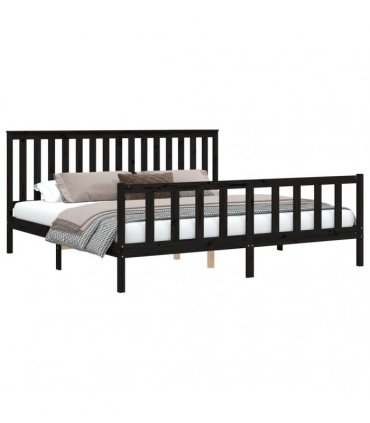 vidaXL Bed Frame without Mattress Black 200x200 cm Solid Wood Pine