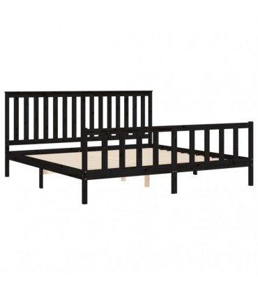 vidaXL Bed Frame without Mattress Black 200x200 cm Solid Wood Pine