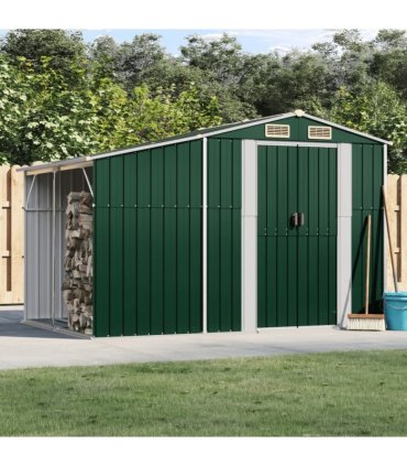 vidaXL Garden Shed Green 277x192,5x179 cm Galvanised Steel