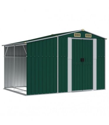 vidaXL Garden Shed Green 277x192,5x179 cm Galvanised Steel