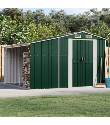 vidaXL Garden Shed Green 277x279x179 cm Galvanised Steel