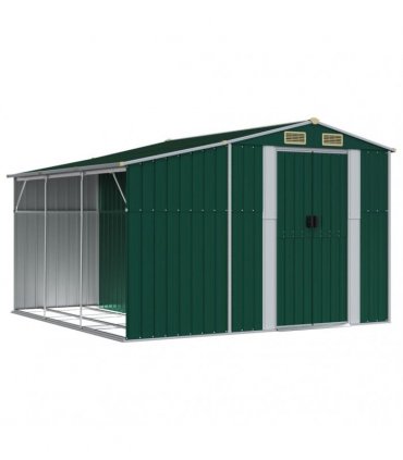 vidaXL Garden Shed Green 277x279x179 cm Galvanised Steel