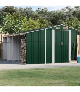 vidaXL Garden Shed Green 277x365,5x179 cm Galvanised Steel