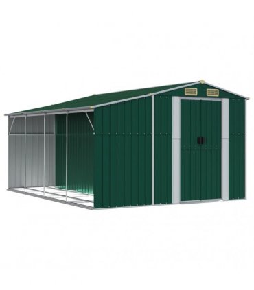 vidaXL Garden Shed Green 277x365,5x179 cm Galvanised Steel