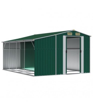 vidaXL Garden Shed Green 277x365,5x179 cm Galvanised Steel