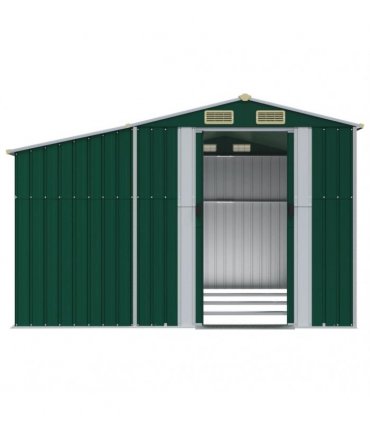 vidaXL Garden Shed Green 277x365,5x179 cm Galvanised Steel