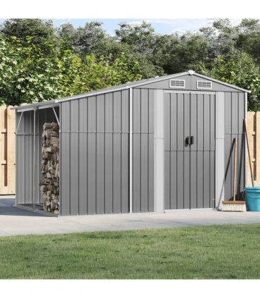 vidaXL Garden Shed Grey 277x192,5x179 cm Galvanised Steel