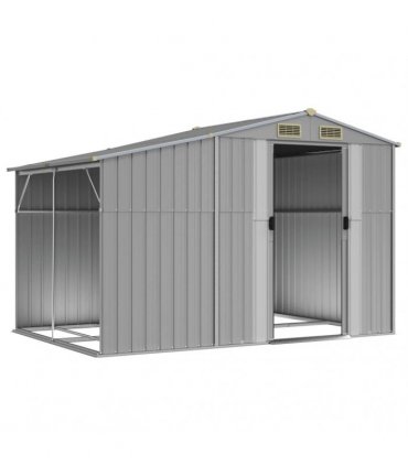 vidaXL Garden Shed Grey 277x192,5x179 cm Galvanised Steel