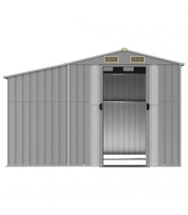 vidaXL Garden Shed Grey 277x192,5x179 cm Galvanised Steel