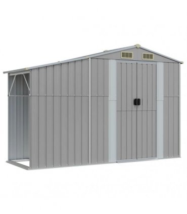 vidaXL Garden Shed Grey 277x192,5x179 cm Galvanised Steel