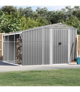 vidaXL Garden Shed Grey 277x279x179 cm Galvanised Steel