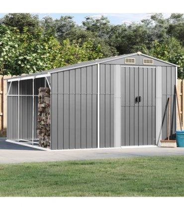 vidaXL Garden Shed Grey 277x279x179 cm Galvanised Steel
