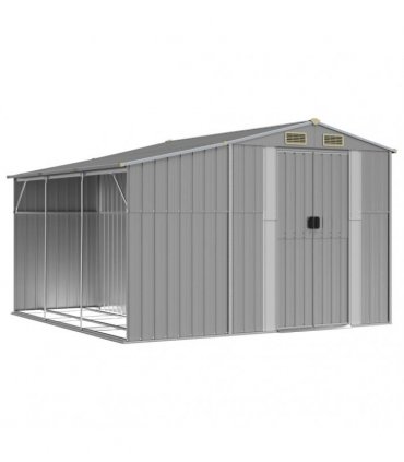vidaXL Garden Shed Grey 277x279x179 cm Galvanised Steel