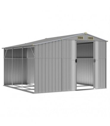 vidaXL Garden Shed Grey 277x279x179 cm Galvanised Steel