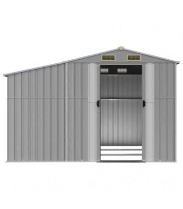 vidaXL Garden Shed Grey 277x279x179 cm Galvanised Steel