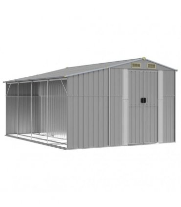 vidaXL Garden Shed Grey 277x365,5x179 cm Galvanised Steel