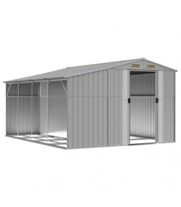 vidaXL Garden Shed Grey 277x365,5x179 cm Galvanised Steel