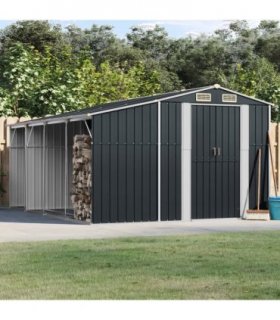 vidaXL Garden Shed Anthracite 277x365,5x179 cm Galvanised Steel