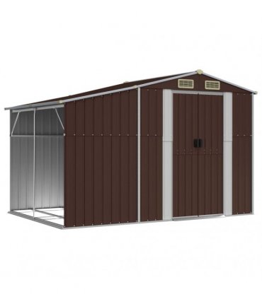 vidaXL Garden Shed Brown 277x192,5x179 cm Galvanised Steel