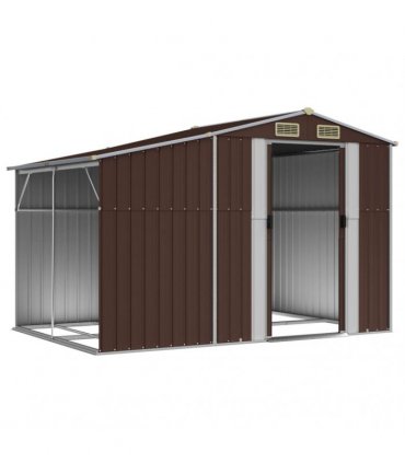 vidaXL Garden Shed Brown 277x192,5x179 cm Galvanised Steel